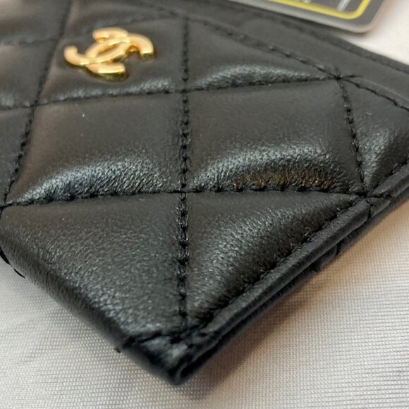 CHANEL ~ Classic Card Holder~Quilted Lambskin, Black w/Authentication Card - Picture 6 of 16